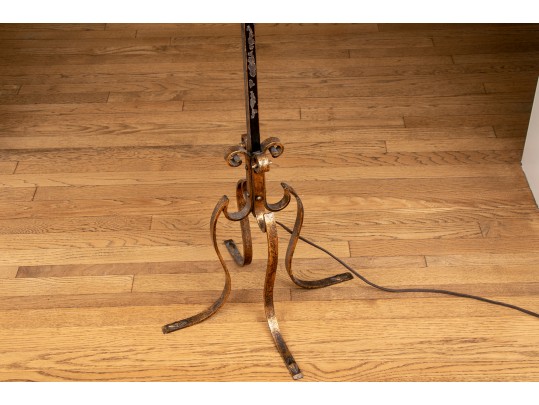Vintage Patinated Wrought Iron Reading Lamp