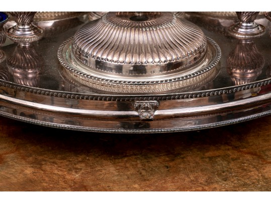 Massive Sheffield Silver Plate Lazy Susan Server