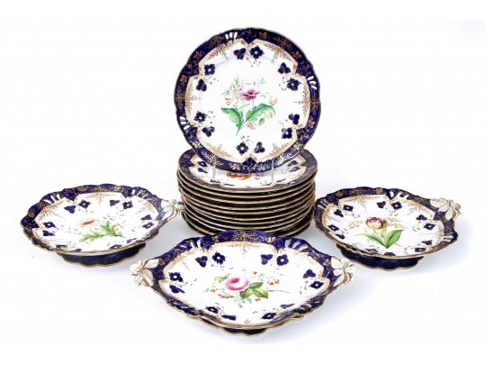 Partial Service Of 19th Century English Hand Painted China