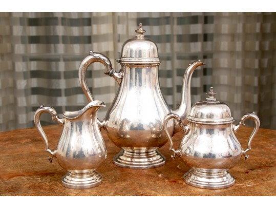 International Silver Georgian Castle Coffee Pot, Creamer And Sugar