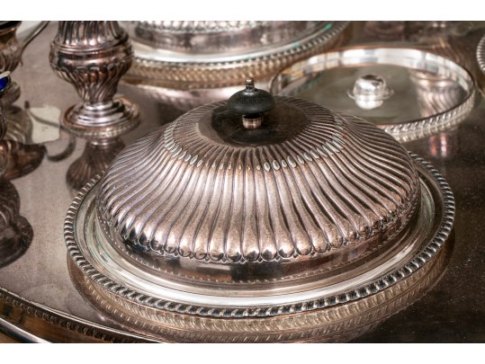 Massive Sheffield Silver Plate Lazy Susan Server
