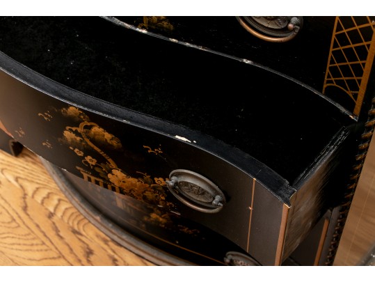 Hathaway's Ebonized Chinoiserie Side Table With Glass Top