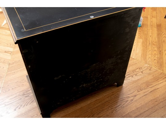 Hathaway's Ebonized Chinoiserie Side Table With Glass Top