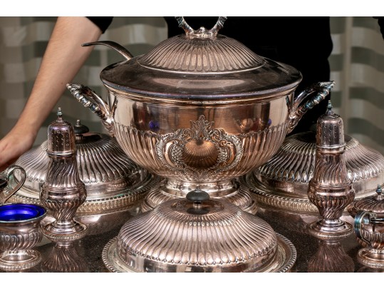 Massive Sheffield Silver Plate Lazy Susan Server