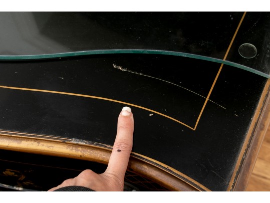Hathaway's Ebonized Chinoiserie Side Table With Glass Top