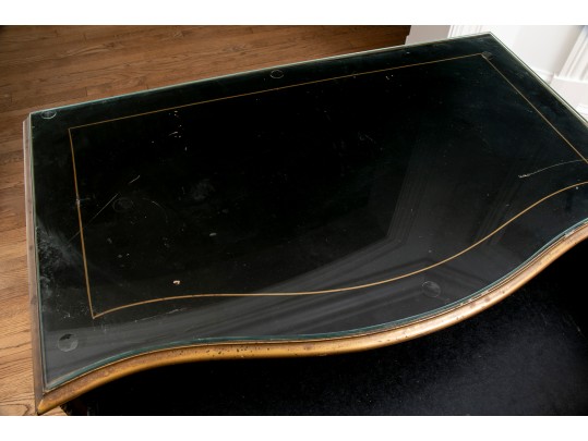 Hathaway's Ebonized Chinoiserie Side Table With Glass Top