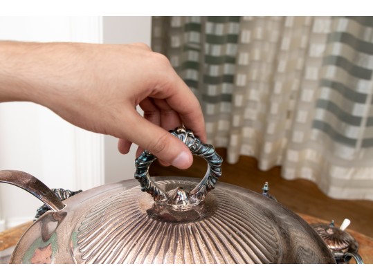 Massive Sheffield Silver Plate Lazy Susan Server