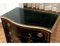 Hathaway's Ebonized Chinoiserie Side Table With Glass Top