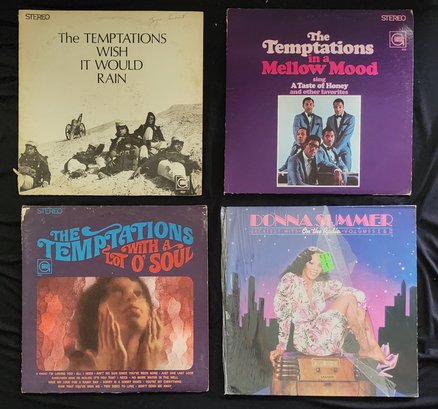 4PC ASSORTED TEMPTATIONS AND DONNA SUMMERS VINYL RECORD