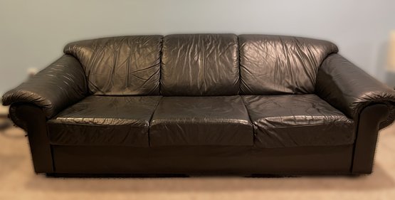 BLACK LEATHER SOFA FROM LEATHER CENTER INC