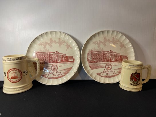 Commemorative Plates And Mugs From Albany College Of Pharmacy