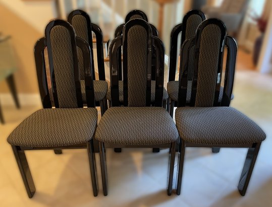 6 PC ART DECO STYLE BLACK LACQUERED DINING SIDE CHAIRS