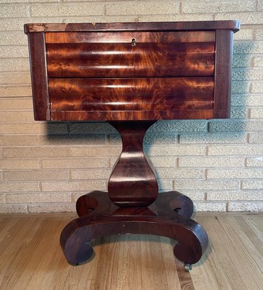 ANTIQUE FLAMED MAHOGANY 2 DRAWER CONTINENTAL SEWING TABLE