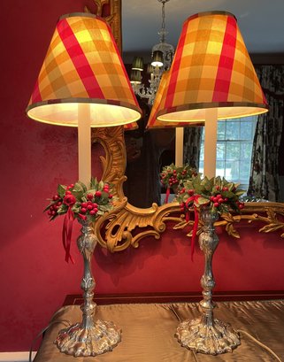 PR OF SILVER PLATED TABLE LAMPS