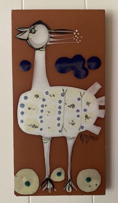 VINTAGE SIGNED BY SUSANA ESPINOSA CLAY POTTERY PAINTED TILE