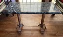BRASS BASE MARBLE TOP CONSOLE