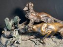 SIGNED BRONZE SCULPTURE 'PARTRIDGE HUNTING' BY P.J. MENE ON MARBLE BASE