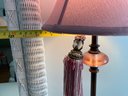 VINTAGE VICTORIAN STYLE LAMP WITH LAVENDER GLASS ACCENTS