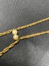 VINTAGE BRASS AND PEARL LONG CHOKER NECKLACE