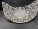 PR OF ANTIQUE CRYSTAL RADIANT SUNFLOWER HATCH PATTERN-ARBUTUS COMPOTE DISHES