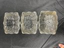 3 PC SET OF VINTAGE RECTANGULAR PRESSED GLASS CANDY DISHES