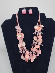 VINTAGE ESMOR PINK NECKLACE AND EARRINGS