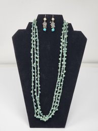 VINTAGE BEADED NECKLACE AND EARRINGS