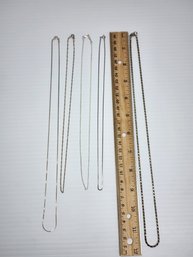 VINTAGE 5 PC COLLECTION OF STERLING SILVER CHAINS