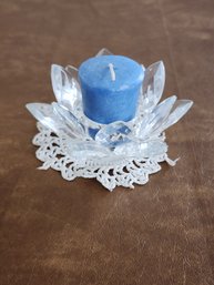 VINTAGE CRYSTAL LOTUS CANDLE HOLDER