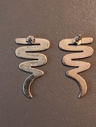PR OF STERLING SILVER ZIG ZAG EARRINGS MADE IN MEXICO