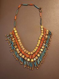 1930'S EGYPTIAN REVIVAL FAIENCE BEADED NECKLACE