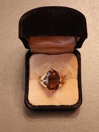 14 KT GF RING WITH CENTER NATURAL GEMSTONE