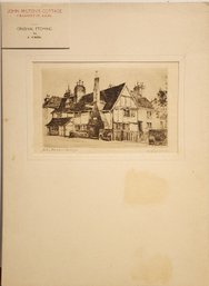 SIGNED ORIGINAL A. SIMES ETCHING ON PAPER 'MILTON'S COTTAGE'