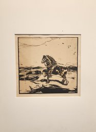 ANTIQUE SIR WILLIAM NICHOLSON WOODCUT ON PAPER 'THE SHIRE HORSE'