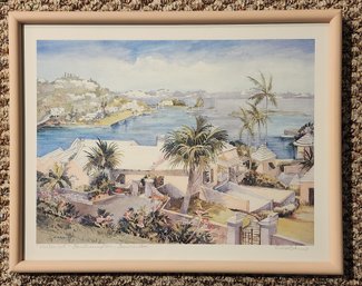 SIGNED WATERCOLOR ' WATERLOT-SOUTHAMPTON BERMUDA' BY CAROL HOLDING