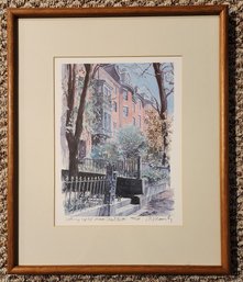 SIGNED LITHOGRAPH 'VERNON STREET, BOSTON' BY ROBERT KENNEDY