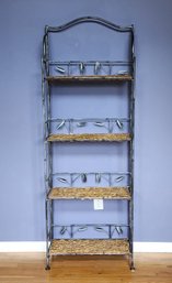 4 SHELF COLLAPSIBLE IRON AND WICKER BAKERS RACK