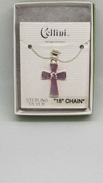 CELLINI 18' STERLING SILVER CHAIN AND CROSS PENDANT