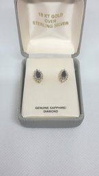 GENUINE SAPPHIRE AND DIAMOND EARRINGS