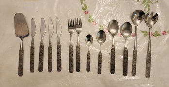 13 PC NORWEGIAN HARDANGER SYLVPLETT PEWTER FLATWARE SET