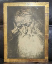 ANTIQUE GOLD LEAF PRINT ON WOOD 'THE PATRIARCH'