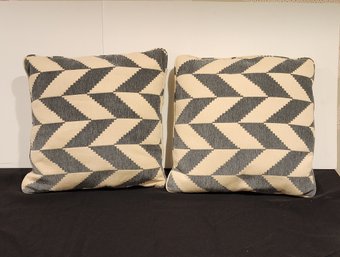 PAIR OF BLACK AND BEIGE ROUX THROW PILLOW