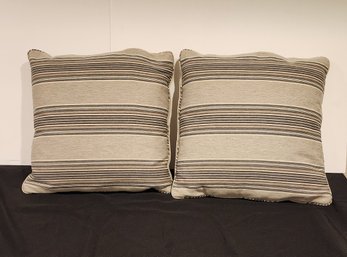 PAIR OF BEIGE STRIPE THROW PILLOW