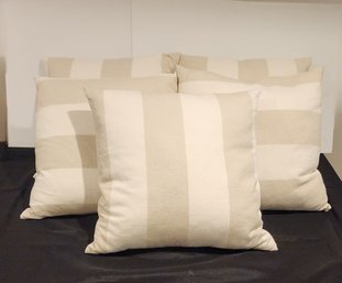 SET OF 5 TWO TONED STRIPED TAN AND SAND THROW PILLOW