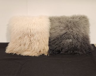 PAIR OF MICHAEL ARAM DIP DYE SHEEPSKIN ACCENT THROW PILLOW