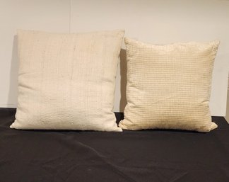 PAIR OF ASSORTED BEIGE THROW PILLOWS