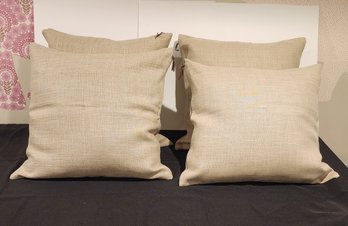 SET OF 4 POTTERY BARN TEXTURED SOLID SLUB THROW PILLOWS