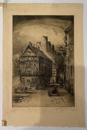 ANTIQUE SIGNED ETCHING ON PAPER 'CHATEAU GALLIARD'