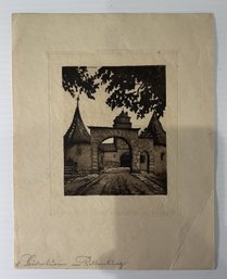 ANTIQUE ETCHING ON PAPER 'ROTHENBURG'