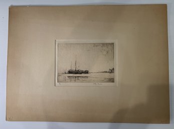 ANTIQUE SIGNED ARTHUR BRISCOE ETCHING ON PAPER 'ON THE HARD'